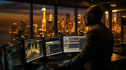 Trader Overlooking Stock Market Analytics on Screens
