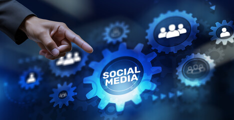 Social Media Connection Concept. Social media icon on virtual screen
