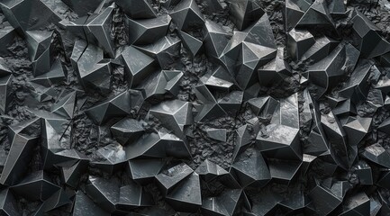 "A Dark Gray Wall Made of Many Triangular Blocks"

