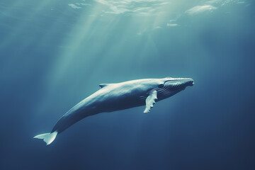 Fototapeta premium Blue whale in ocean