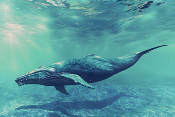 Blue whale in ocean