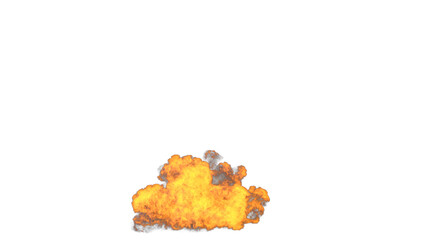 Explosion bomb with fire and smoke, emitting heat and danger, resembling an inferno in the sky on alpha channel
