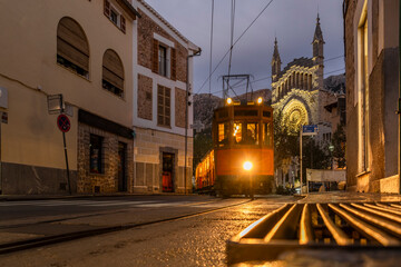 traditional tram in Sóller city, Mallorca, Spain - 767860372
