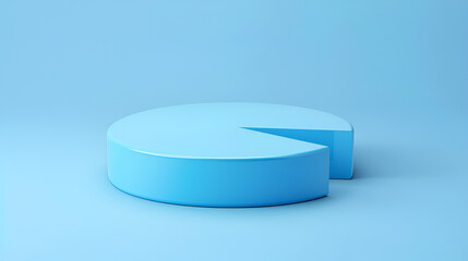 Empty blue 3D pie chart, generative ai