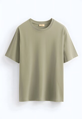 T-shirt in a olive green color mock up isolated on white background
