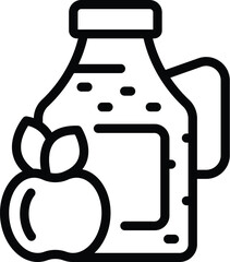 Fizzy homemade apple cider icon outline vector. Fruity tangy drink bottle. Natural fermented beverage glassware