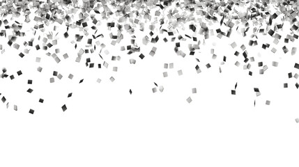 Silver confetti falling, cut out