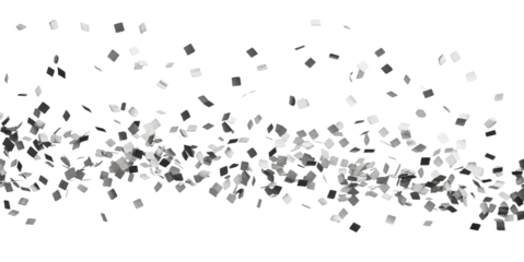 Silver confetti falling, cut out