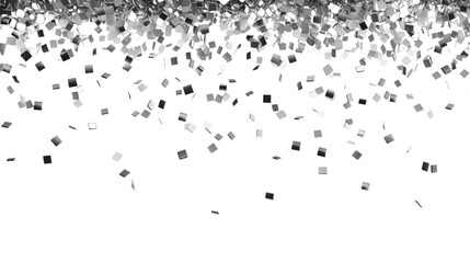 Silver confetti falling, cut out