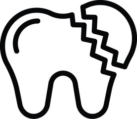 Cracked tooth icon outline vector. Dental illness. Broken teeth problem