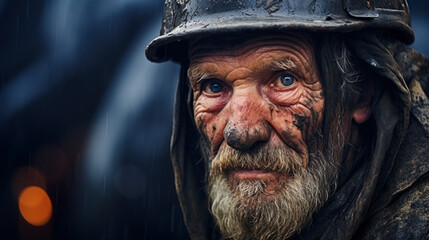 portrait of dirty miner