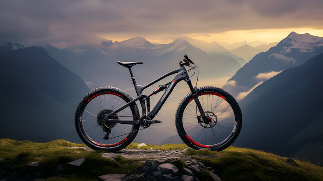 Off-road bicycle parking on the flat ground at the mountain top