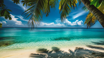 Tropical beachwith palm trees and turquoise water