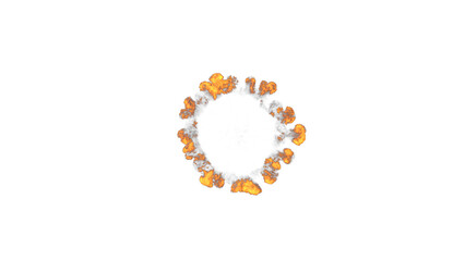 Explosion bomb with fire and smoke, emitting heat and danger, resembling an inferno in the sky on alpha channel