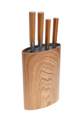 Full kitchen knife set on white background