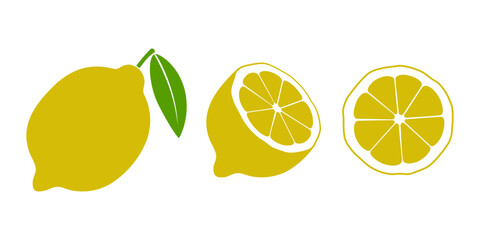 Lemons graphic icons set. Lemons signs isolated on white background. Fruits symbols. Vector illustration 