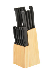 Full kitchen knife set on white background