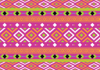 Geometric ethnic pattern traditional Design for background,carpet,wallpaper,clothing,wrapping,Batik,fabric,sarong,Vector illustration embroidery style.