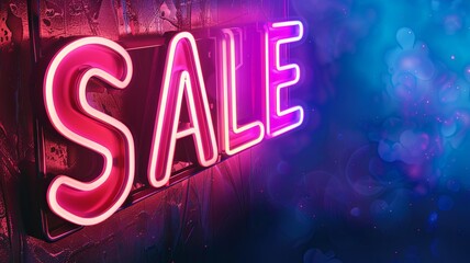 Sale neon sign in the night city