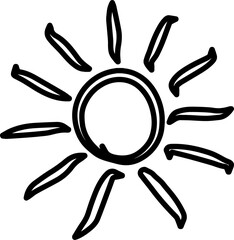 Sun drawing icon. Hand drawn set