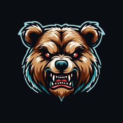 illustration of angry bear flat art vector design for tshirt