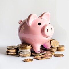piggy bank and coins