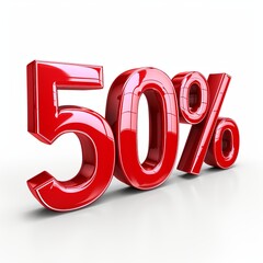 Red glossy 50 percent off discount sign