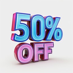 Blue and pink 50 percent off sign