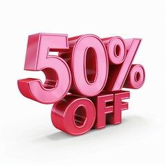 Pink 50 percent off sign