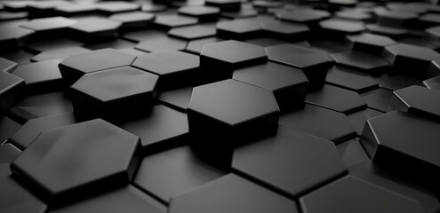 Futuristic Black Hexagonal Tile Pattern