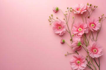 Naklejka na ściany i meble bouquet of pink flowers on pink background