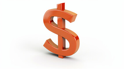 Obraz premium Wealth concept represented by an orange dollar sign depicted on a white isolated background, providing ample space for additional content or text to be copied.