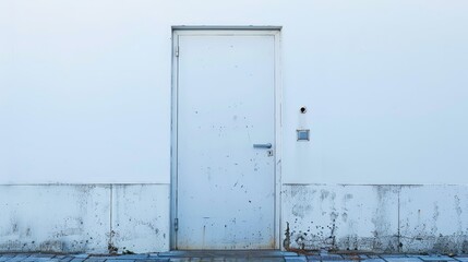 An isolated white metal door in a studio shot