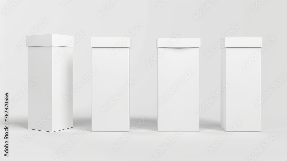 Aufkleber White box tall shape product packaging isolated on white background with clipping path in side view and front view.