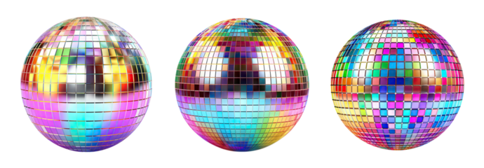 Set of shiny disco mirror balls, cut out