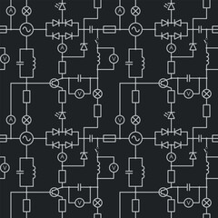 Obraz premium Vector illustration of seamless pattern with electric circuits