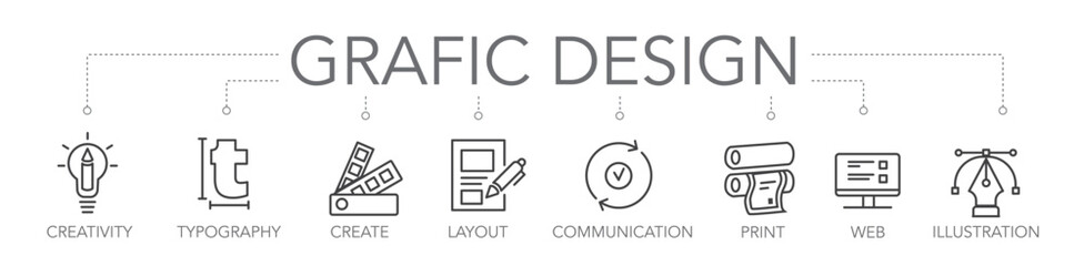 Graphic Design business concept - thin line vector icon set - 767873956