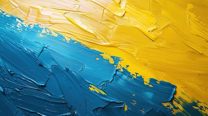 Brushstrokes of yellow and blue, reminiscent of the Ukrainian flag