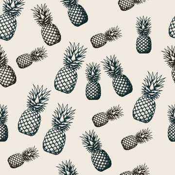 pineapple silhouette vector illustration on the artboard isolated. fruit seamless pattern. seamless background with fruits