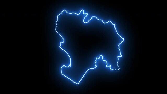 map of Piura in peru with glowing neon effect