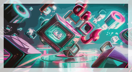 holo abstract 3d shapes .