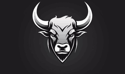 bull head emblem mascot vector illstruatiaon minimal logo concept silhouette design vector - obrazy, fototapety, plakaty