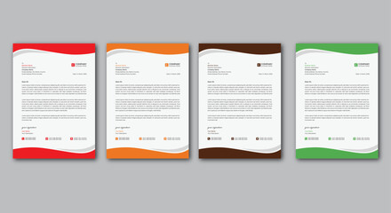 Simple and modern corporate business letterhead design. Set of 4 template with red, green black and brown color.