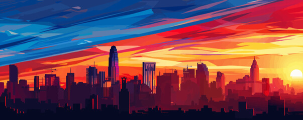 Patriot day background, the Philippines skyline and national flag.