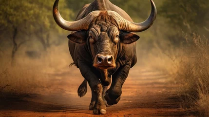 Tissu par mètre Parc national du Cap Le Grand, Australie occidentale A large bull is running through a dirt road