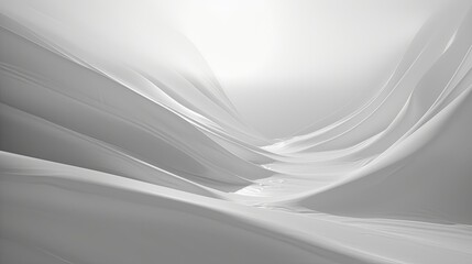 minimal abstract white background with smooth curve, flowing satin waves for backdrop design for product