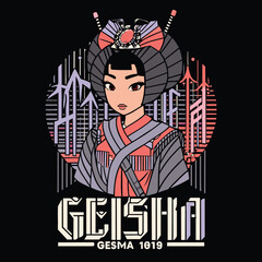 Geisha t shirt design vector