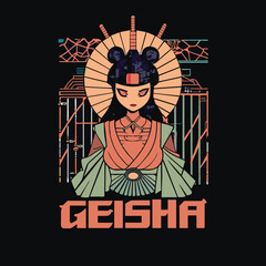 Geisha t shirt design vector