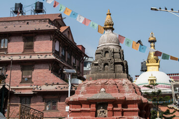 Kathmandu, Nepal- April 20,2023 : Buddhist temple architecture.