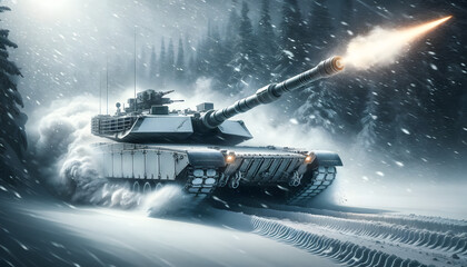 Tank in action on the battlefield - obrazy, fototapety, plakaty